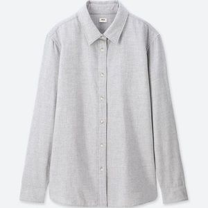 【Sold】Uniqlo Flannel Button Down Shirts Solid Gray